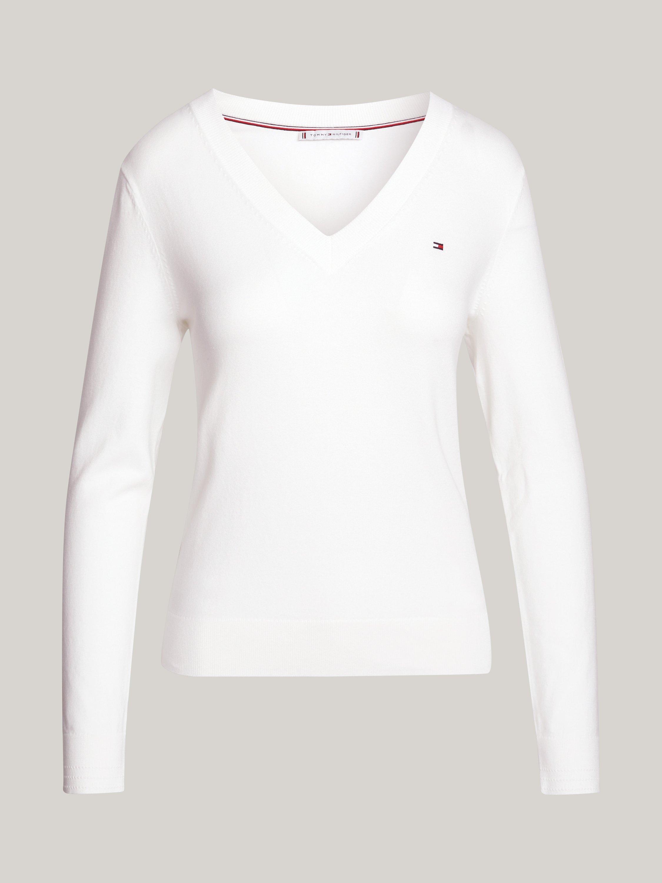 Product image 5 of 5, which shows Tommy Hilfiger Heritage V-Neck Jumper, Ecru, XS