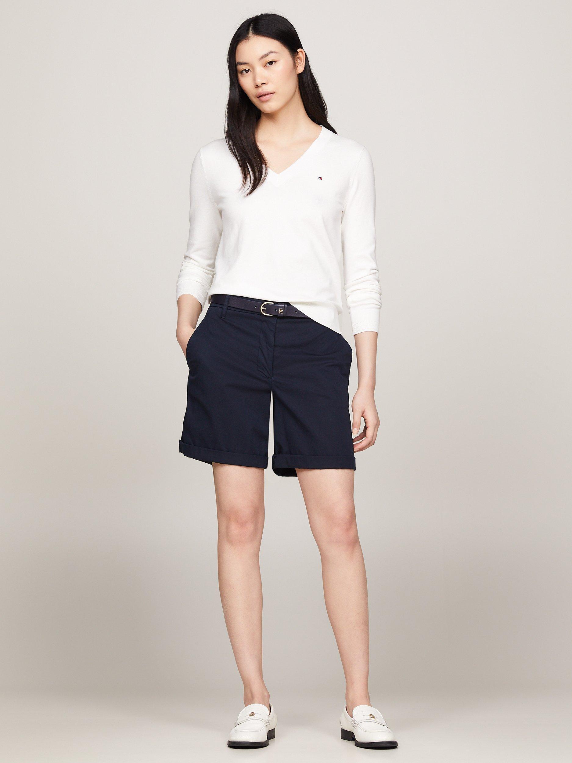 Product image 2 of 5, which shows Tommy Hilfiger Heritage V-Neck Jumper, Ecru, XS
