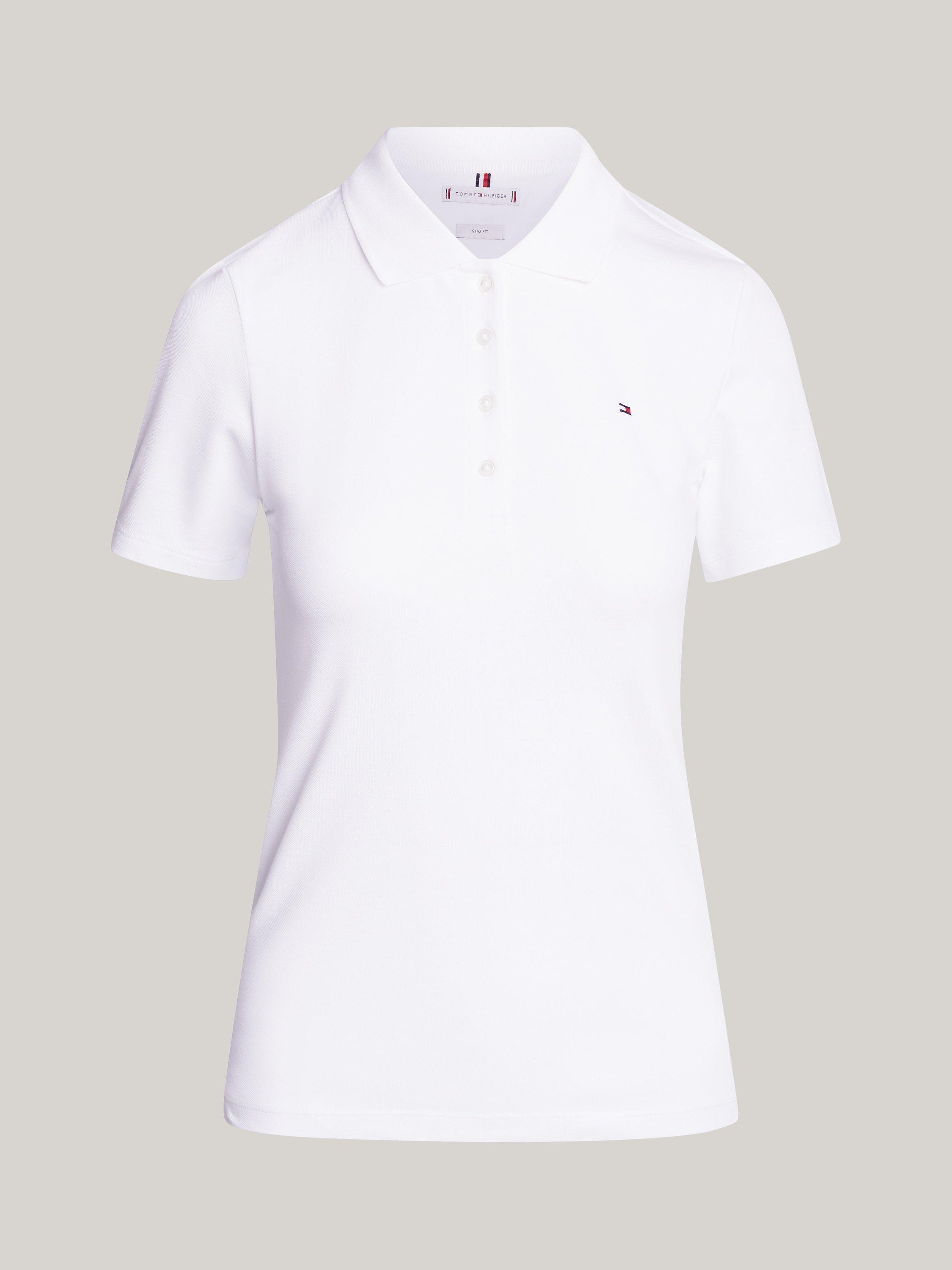 Product image 5 of 5, which shows Tommy Hilfiger Slim Fit Pique Polo Shirt, Optic White, XS