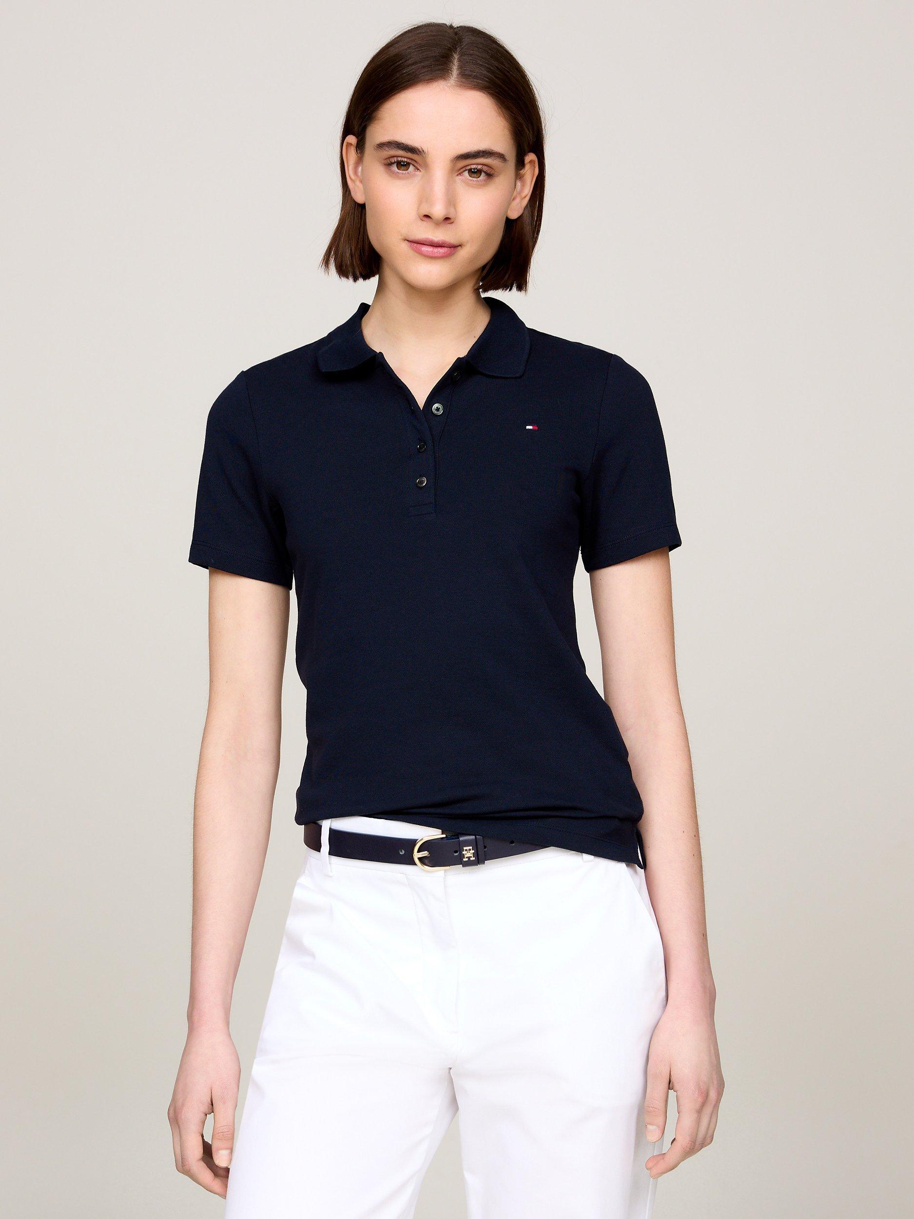 Product image 1 of 5, which shows Tommy Hilfiger Slim Fit Pique Polo Shirt, Desert Sky, XS
