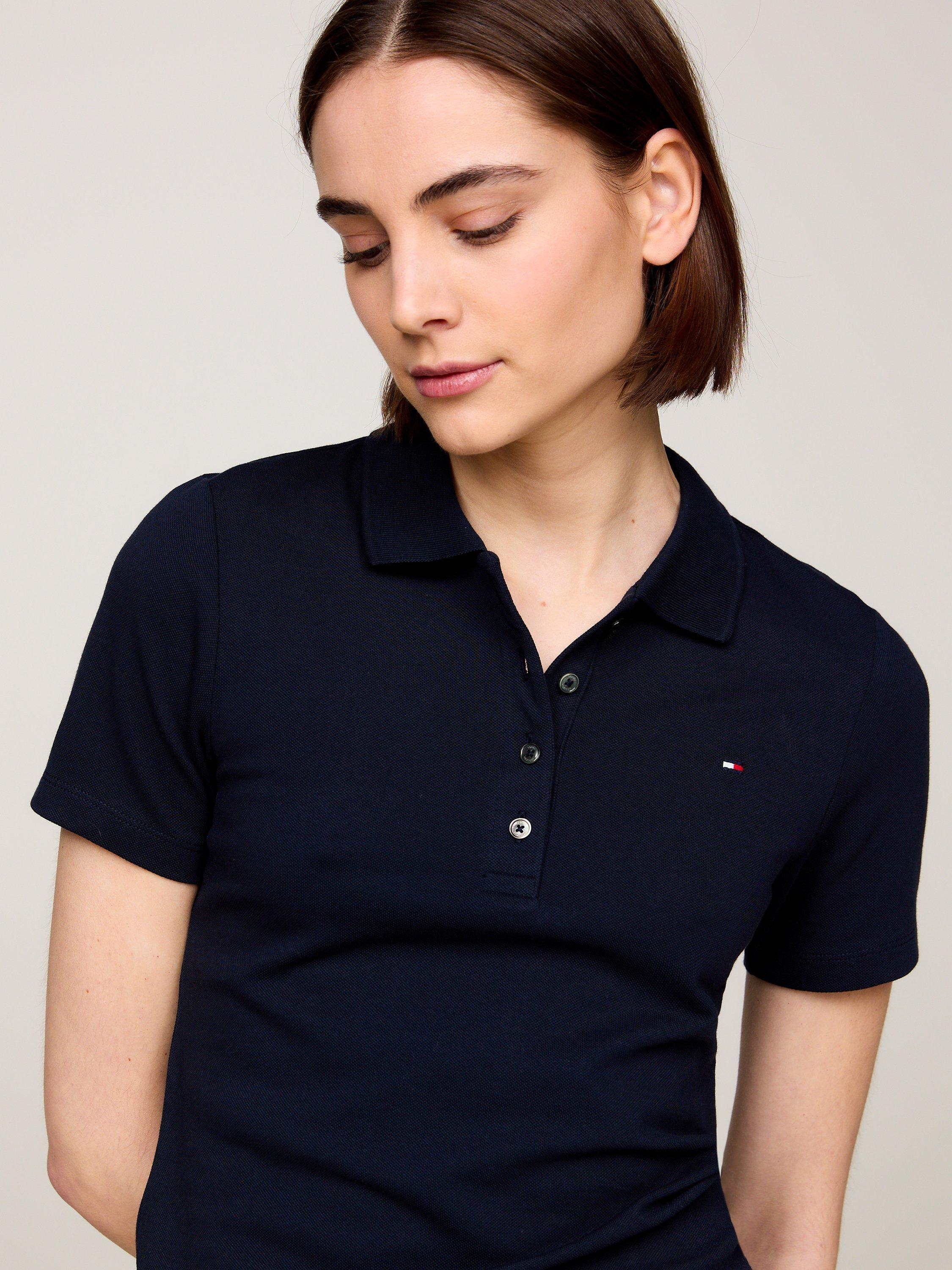 Product image 4 of 5, which shows Tommy Hilfiger Slim Fit Pique Polo Shirt, Desert Sky, XS