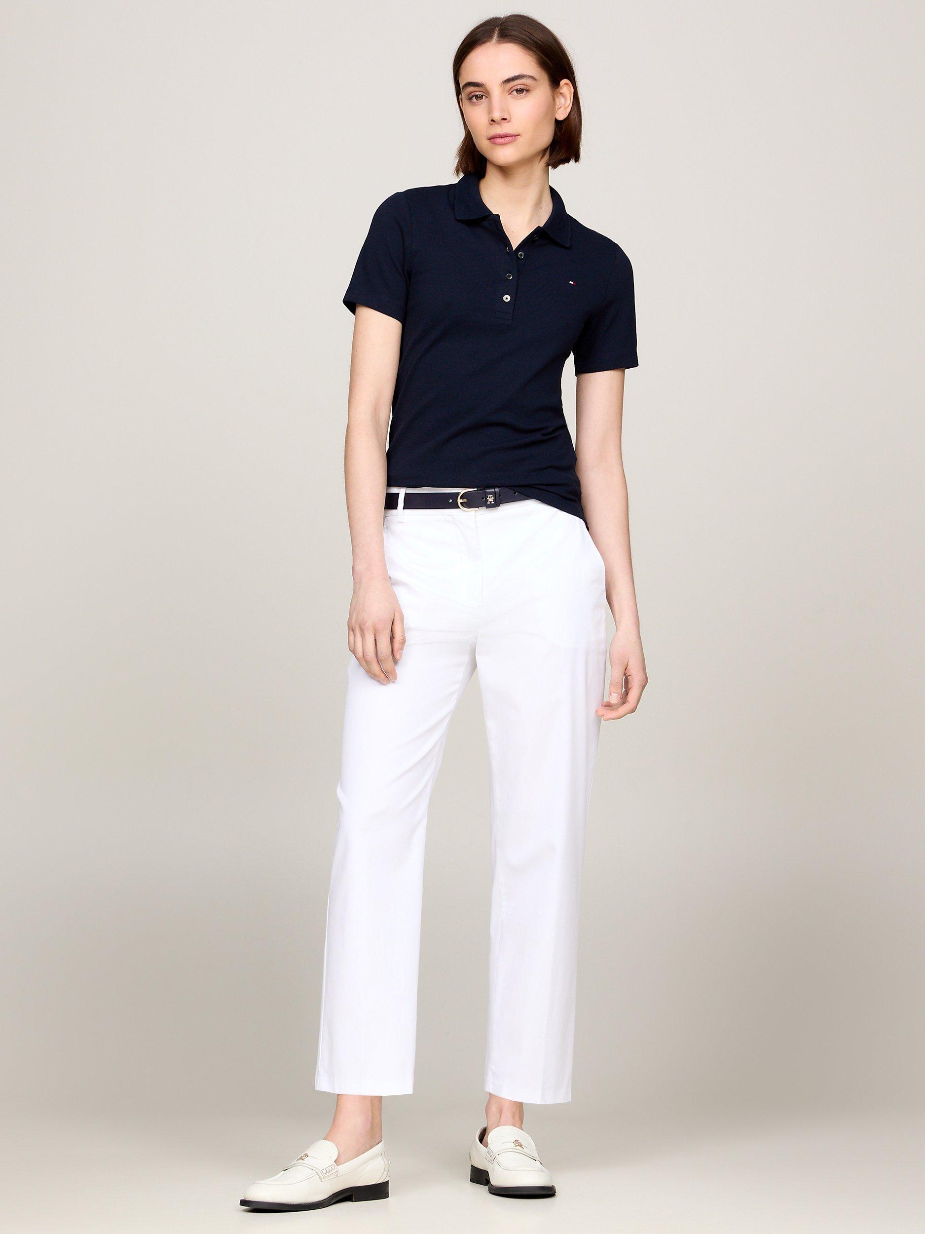 Product image 2 of 5, which shows Tommy Hilfiger Slim Fit Pique Polo Shirt, Desert Sky, XS
