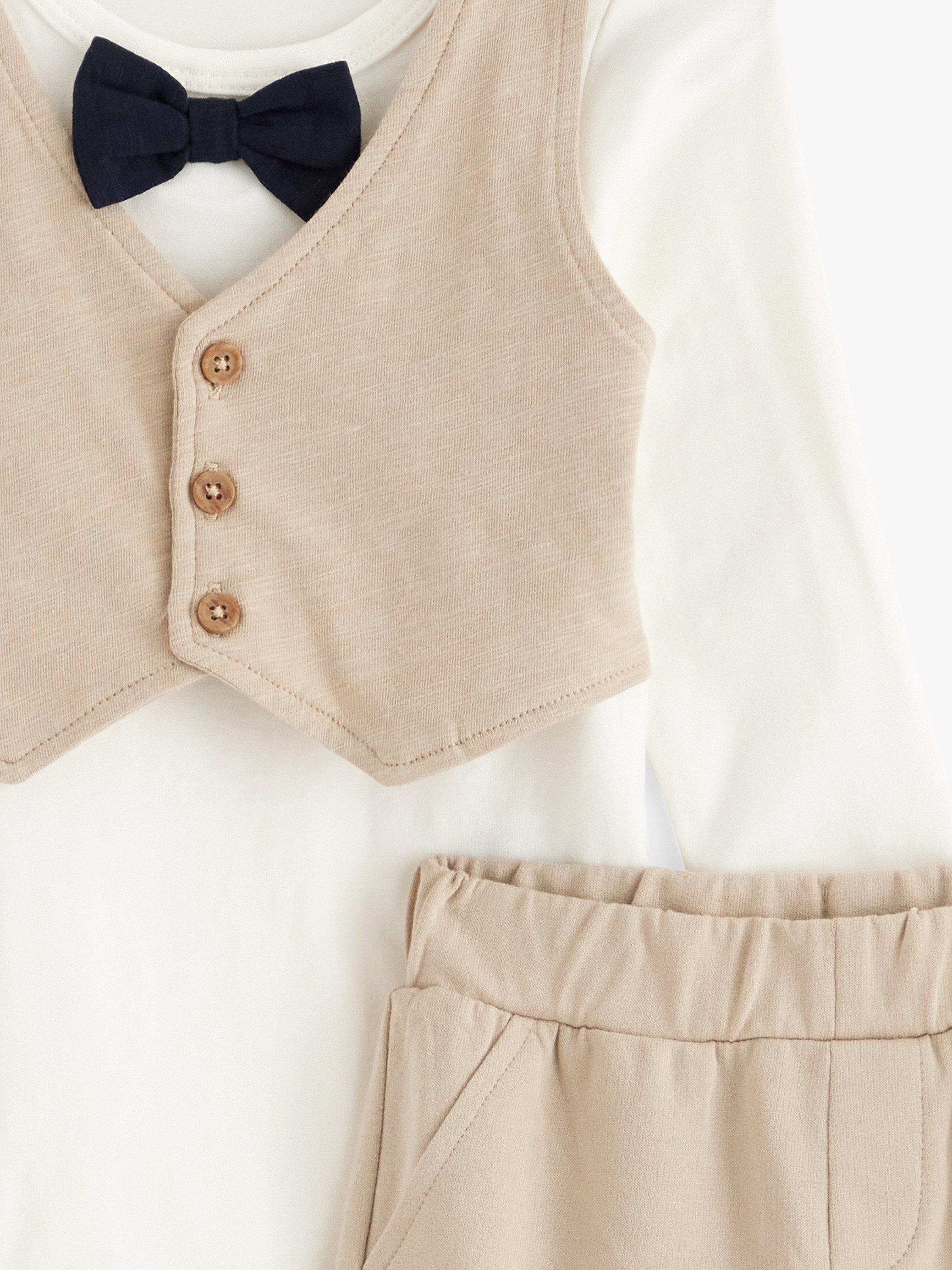 Product image 3 of 3, which shows Lindex Baby Smart Vest Bodysuit & Joggers Set, Beige/White, 2-4 months