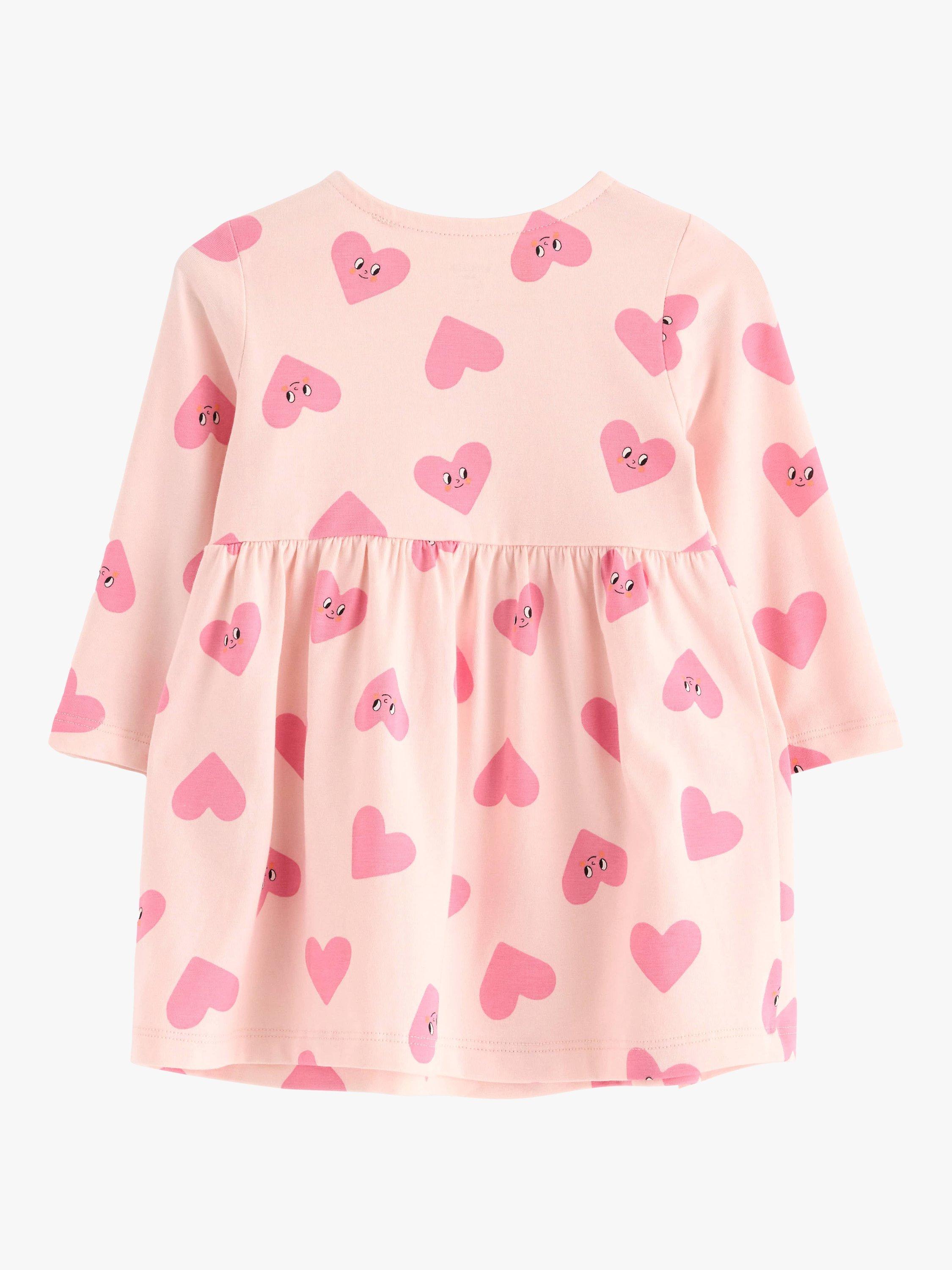 Product image 2 of 3, which shows Lindex Baby Organic Cotton Blend Long Sleeve Heart Dress, Light Pink, 4-6 months