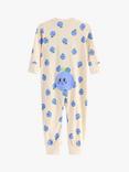 Lindex Baby Organic Cotton Blueberry Print Sleepsuit, Light Beige