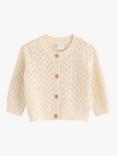 Lindex Baby Organic Cotton Pattern Knit Cardigan, Light Beige