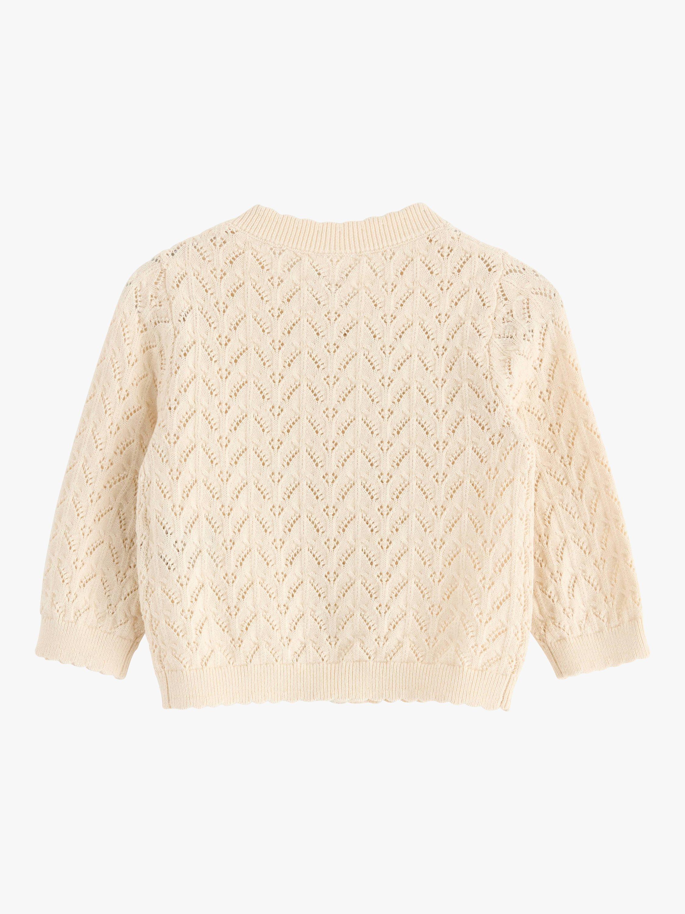 Product image 2 of 3, which shows Lindex Baby Organic Cotton Pattern Knit Cardigan, Light Beige, 4-6 months