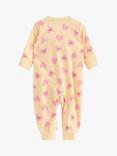 Lindex Baby Organic Cotton Loveable Hearts Print Sleepsuit, Light Dusty Yellow