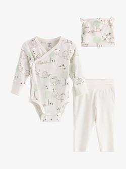 Lindex Baby Wrap Bodysuit & Leggings Set, Light Dusty White/Multi, Light Dusty White/Multi