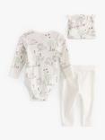 Lindex Baby Wrap Bodysuit & Leggings Set, Light Dusty White/Multi