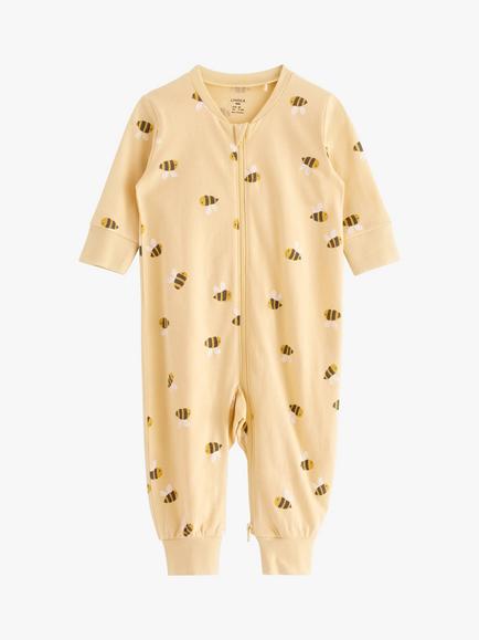 Lindex Baby Bee Footless Sleepsuit, Dusty Yellow, Dusty Yellow