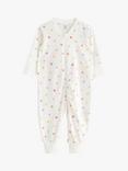 Lindex Baby Organic Cotton Heart Print Sleepsuit, Light Dusty White