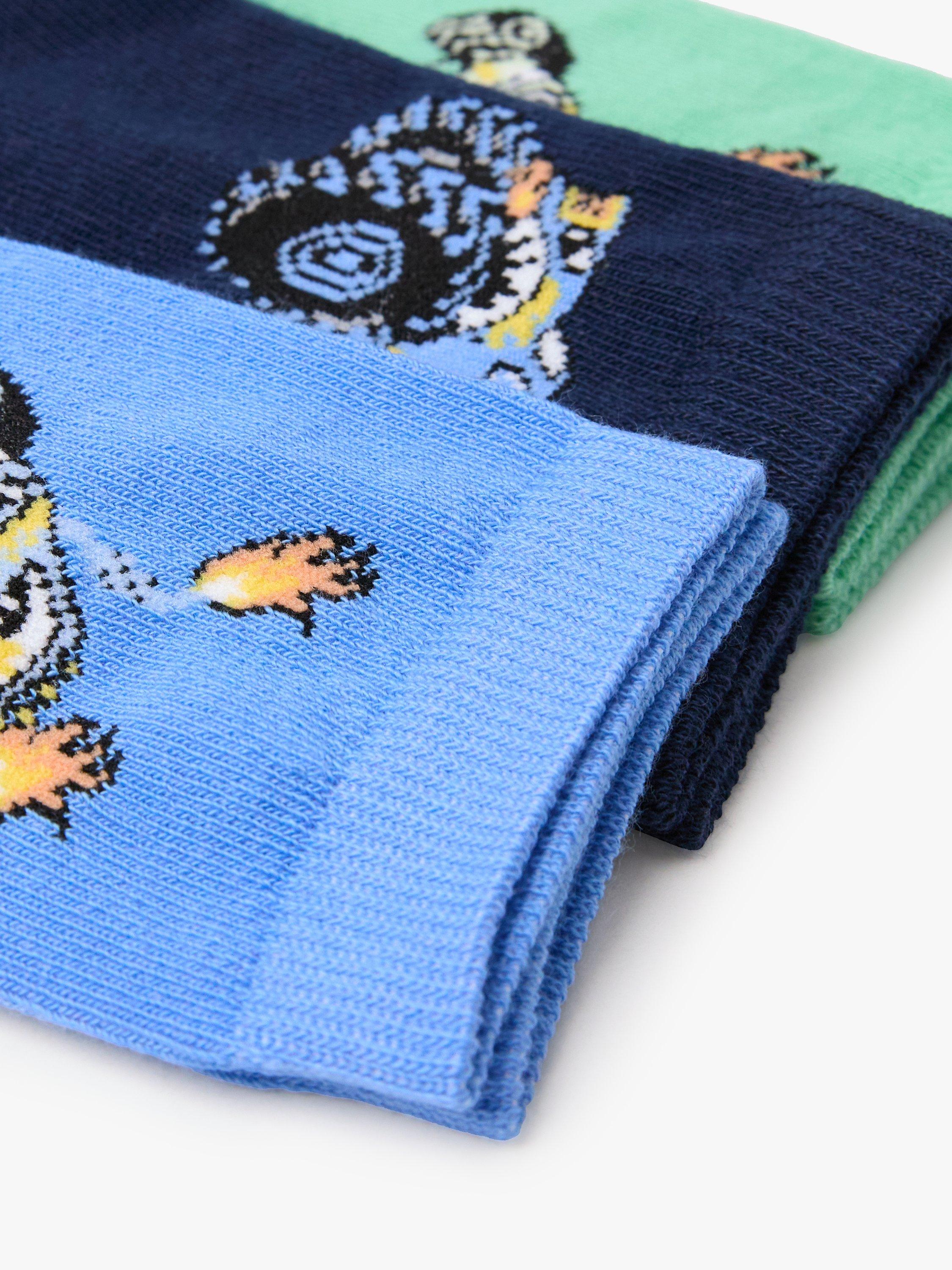 Product image 3 of 3, which shows Lindex Kids' Monster Truck Socks, Pack Of 3, Dusty Blue/Multi, 12-24 months