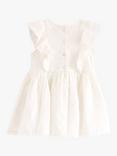 Lindex Baby Organic Cotton Broderie Anglais Embroiderd Frill Dress, Light Dusty White