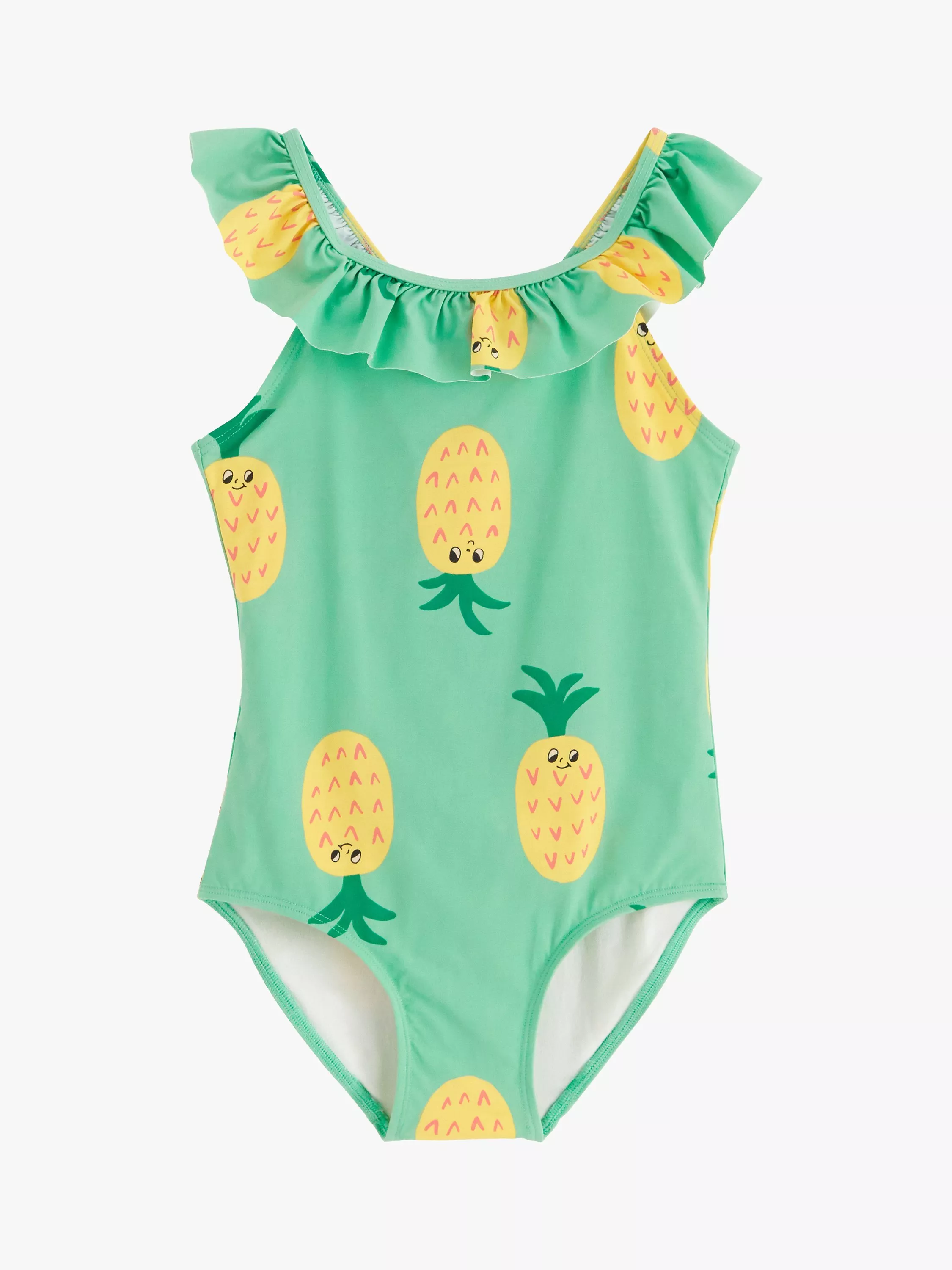 Lindex Kids Fun Pineapple Cross Strap Flounce Swimsuit Light Green