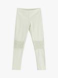 Lindex Kids' Organic Cotton Blend Frill Knee Leggings, Light Green