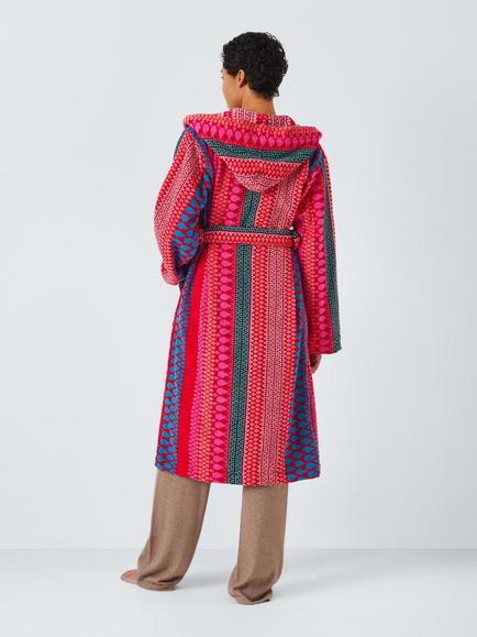 Margo Selby Faversham Bath Robe, Red/Pink - view 2, Red/Pink