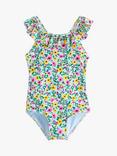 Lindex Kids' Floral Print Swimsuit, Light Blue/Multi