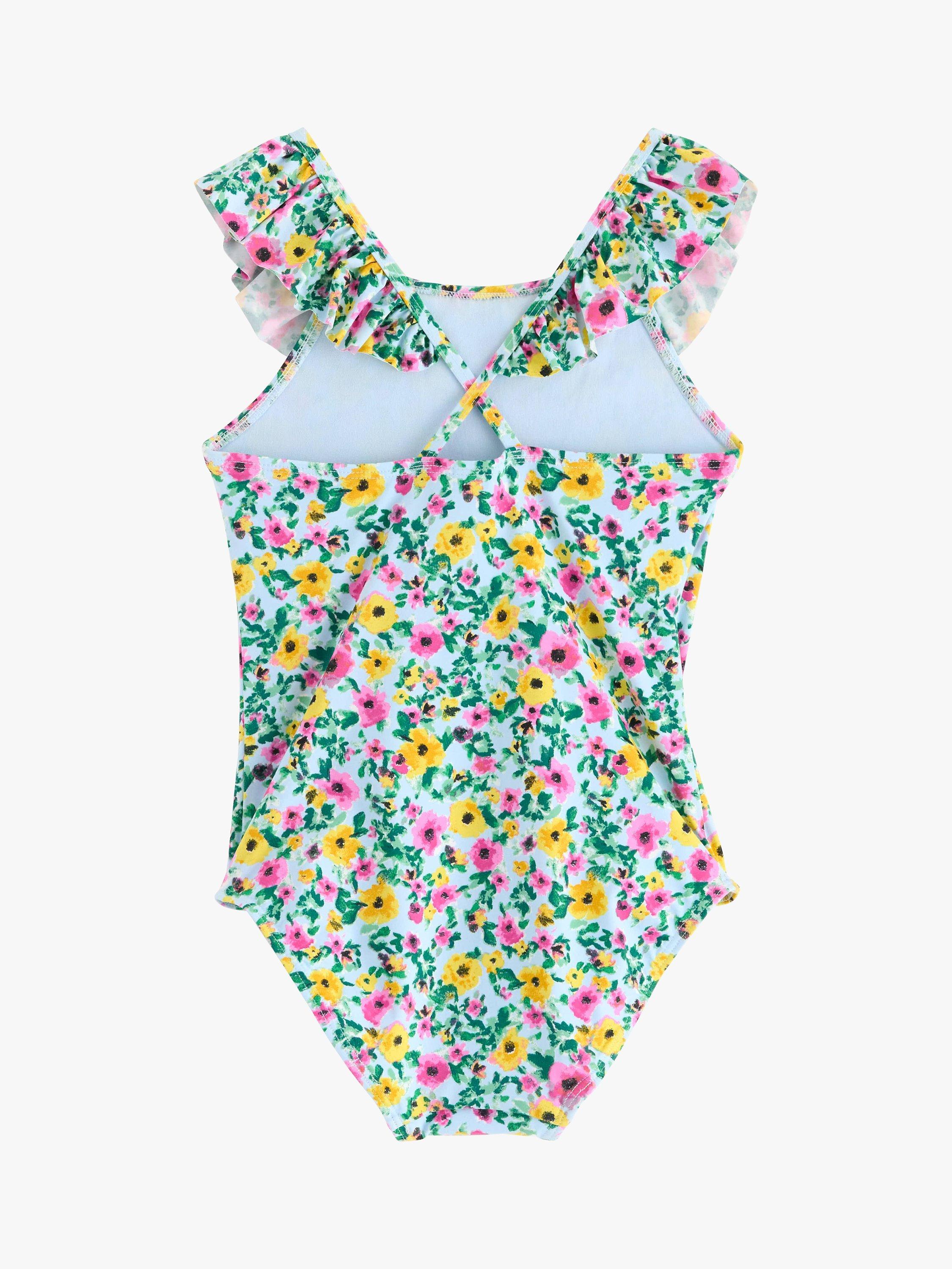 Product image 2 of 3, which shows Lindex Kids' Floral Print Swimsuit, Light Blue/Multi, 4-6 years