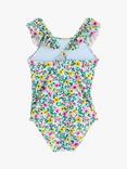 Lindex Kids' Floral Print Swimsuit, Light Blue/Multi