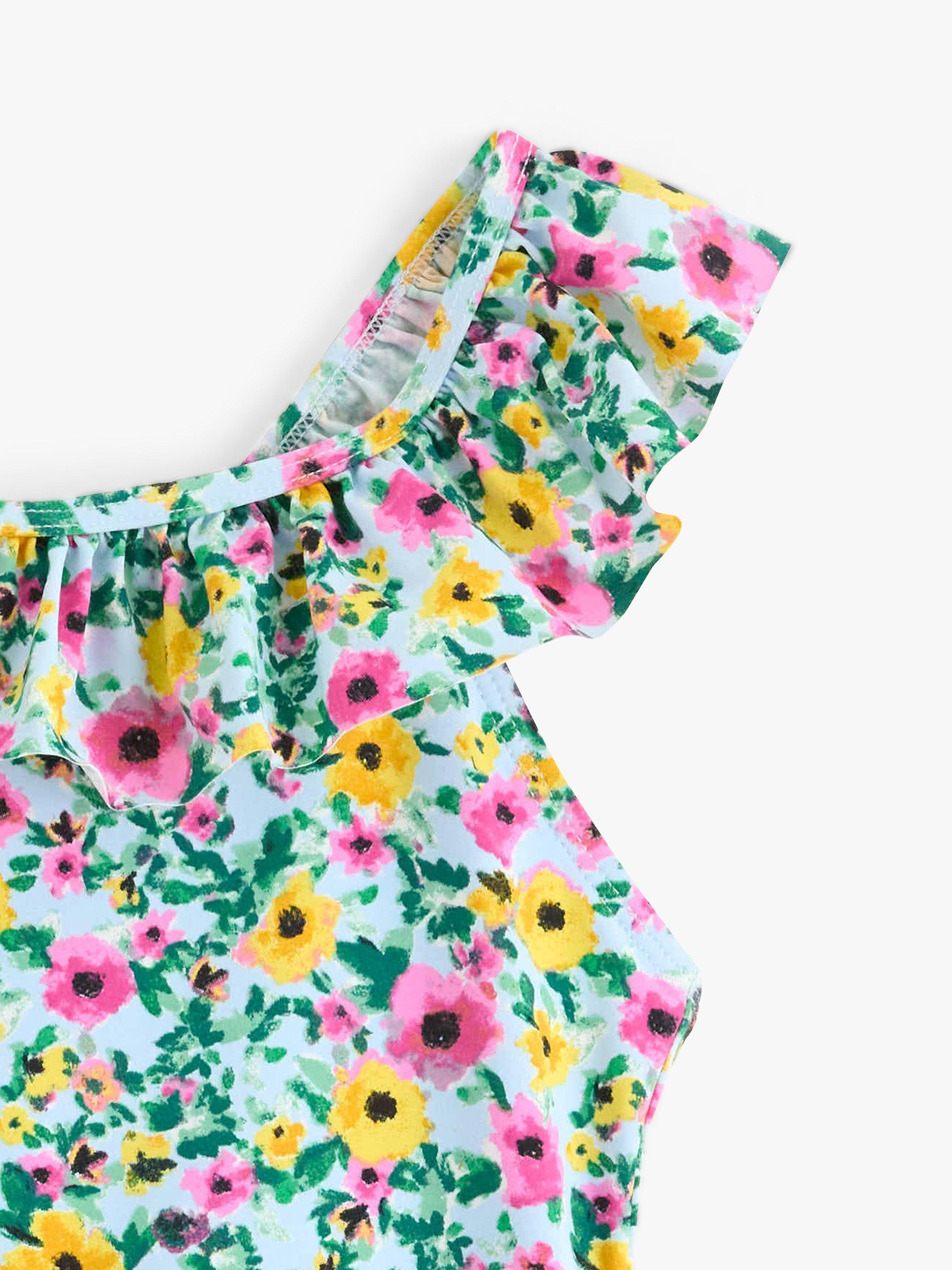 Product image 3 of 3, which shows Lindex Kids' Floral Print Swimsuit, Light Blue/Multi, 4-6 years