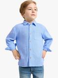 Lindex Kids' Organic Cotton Double Weave Shirt, Light Blue