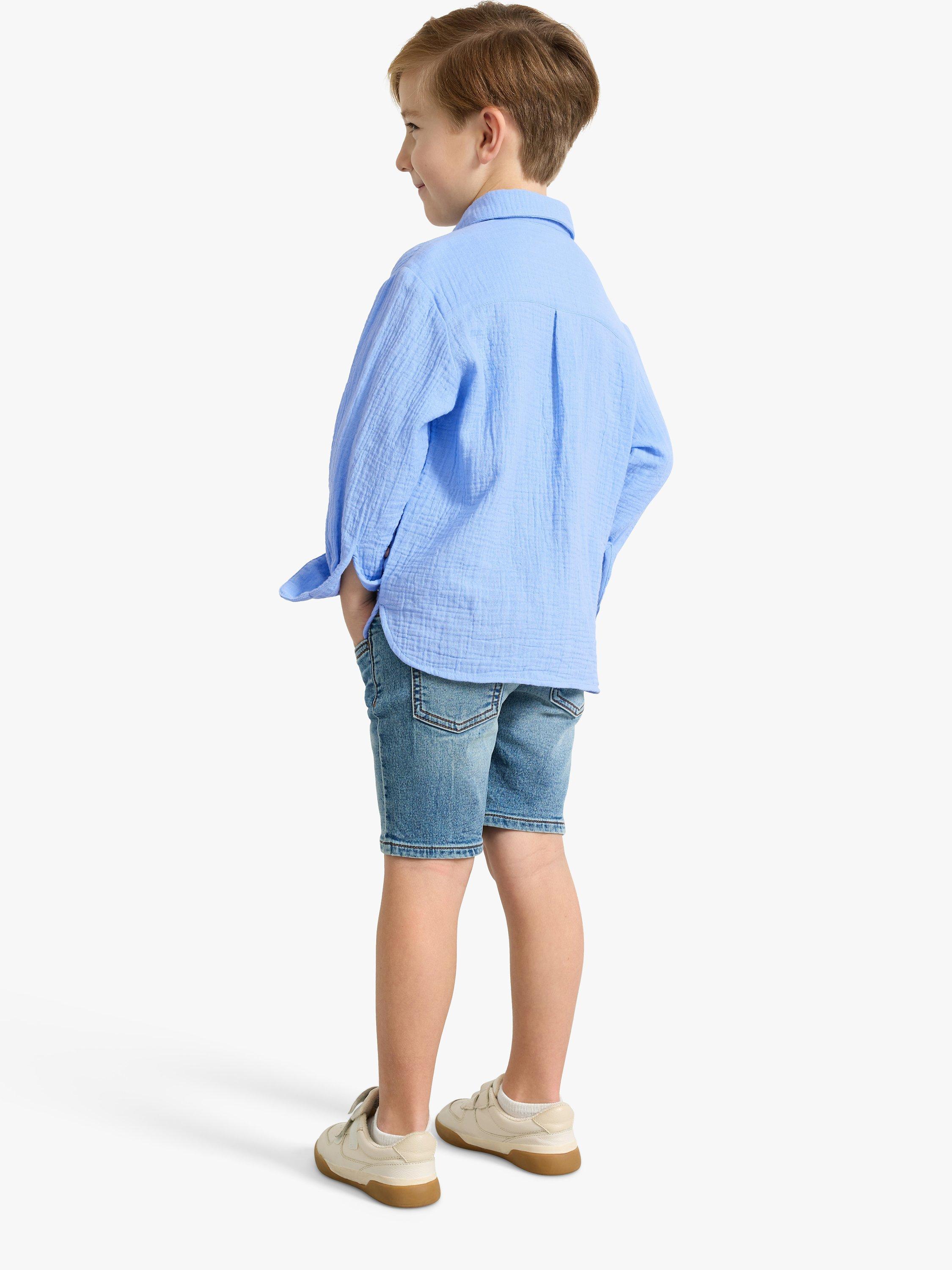 Product image 2 of 4, which shows Lindex Kids' Organic Cotton Double Weave Shirt, Light Blue, 5-6 years