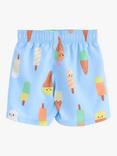 Lindex Kids' Ice Cream Print Swim Shorts, Light Blue/Multi