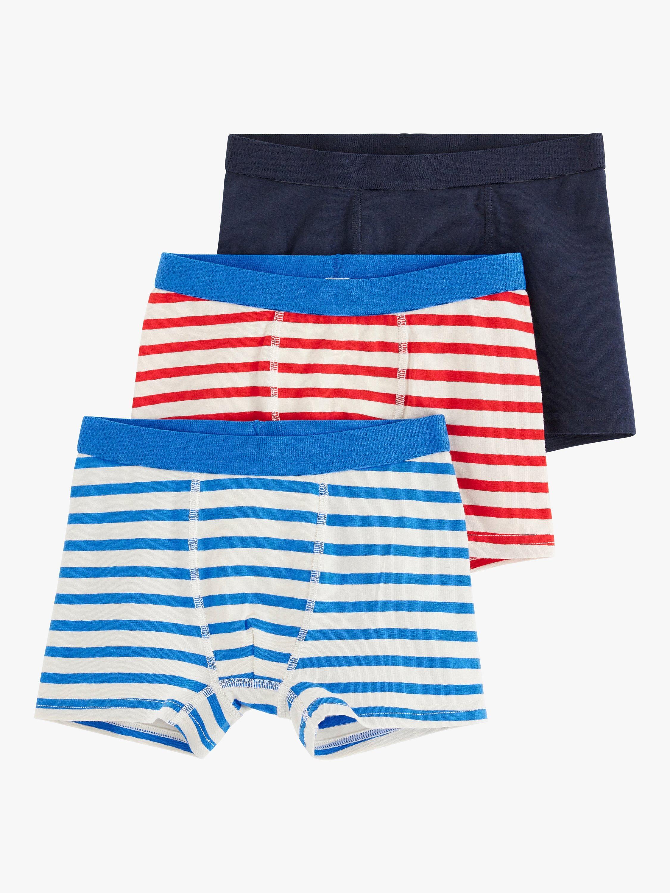 Product image 1 of 3, which shows Lindex Kids' Striped Boxers, Pack of 3, Red/Blue/White, 6-8 years