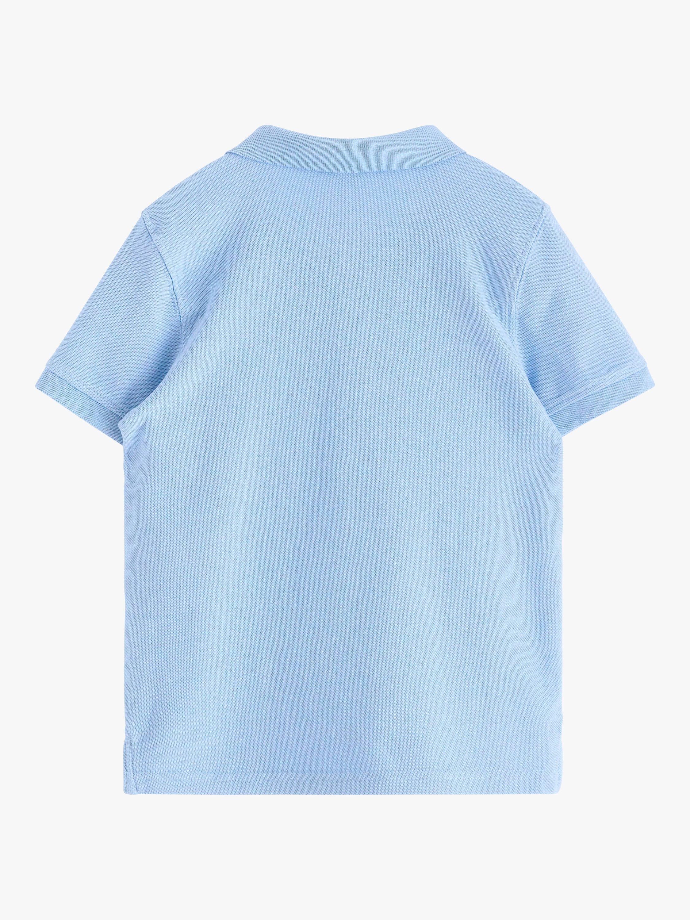 Lindex Kids' Organic Cotton Short Sleeve Polo Shirt, Light Blue, 2-4 years