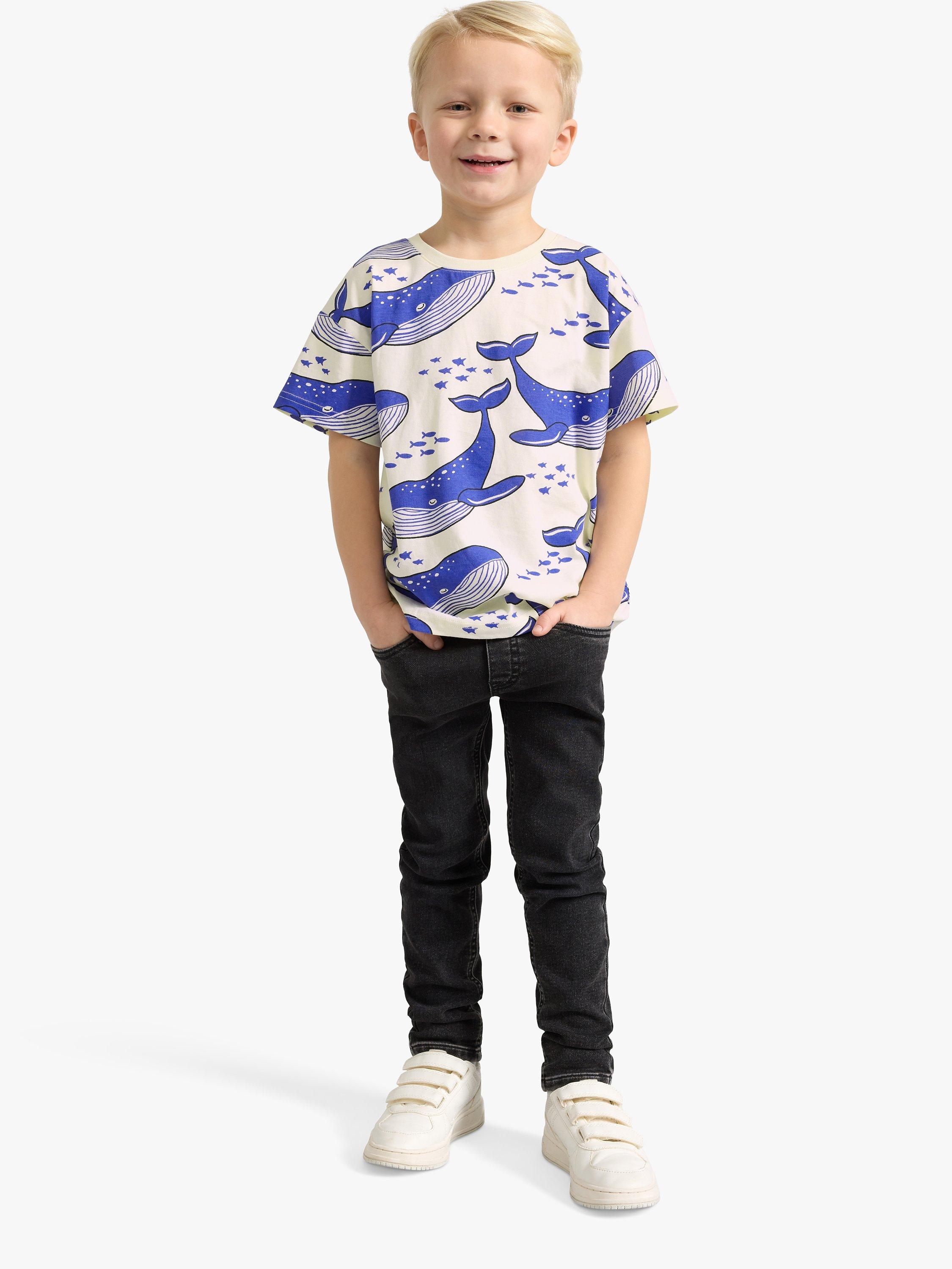 Lindex Kids' Whale Print Oversized T-Shirt, Light Beige, 18-24 months