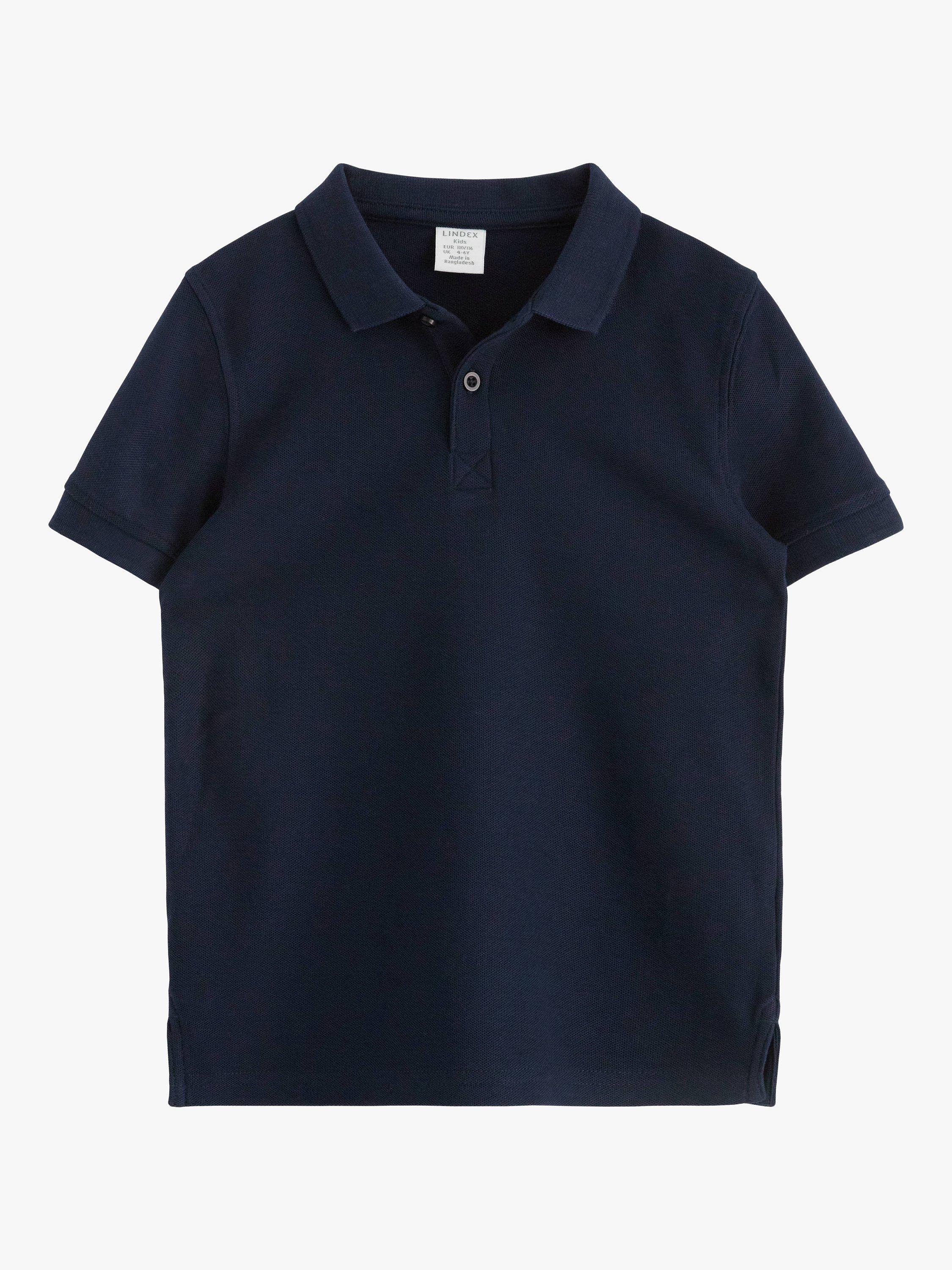 Product image 3 of 4, which shows Lindex Kids' Organic Cotton Short Sleeve Polo Shirt, Dark Navy, 2-4 years
