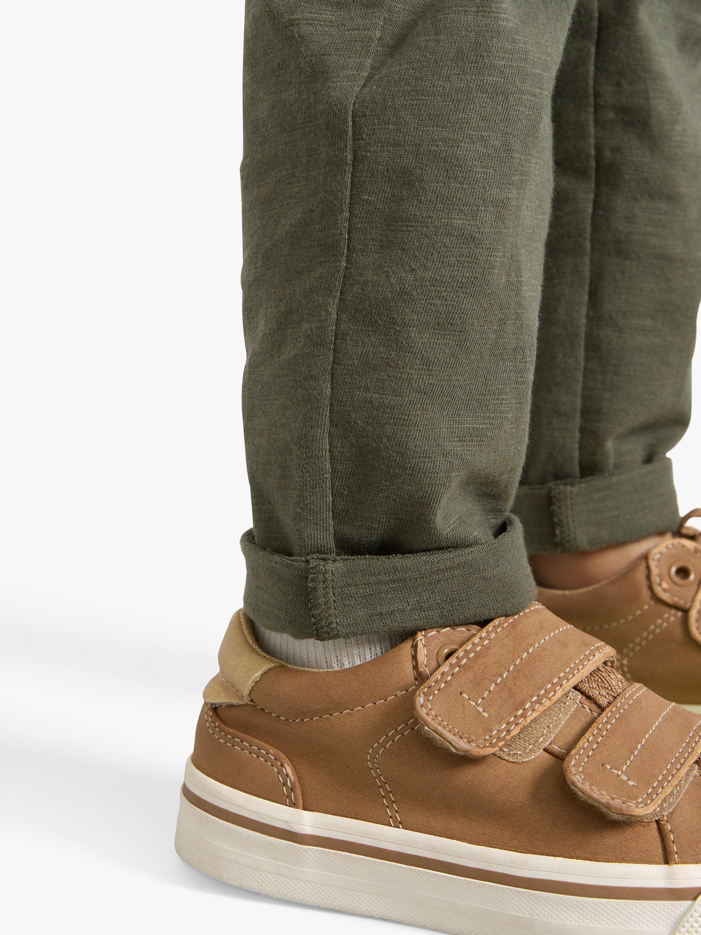 Product image 4 of 5, which shows Lindex Kids' Organic Cotton Drawstring Jogger Trousers, Dark Dusty Khaki, 3-4 years