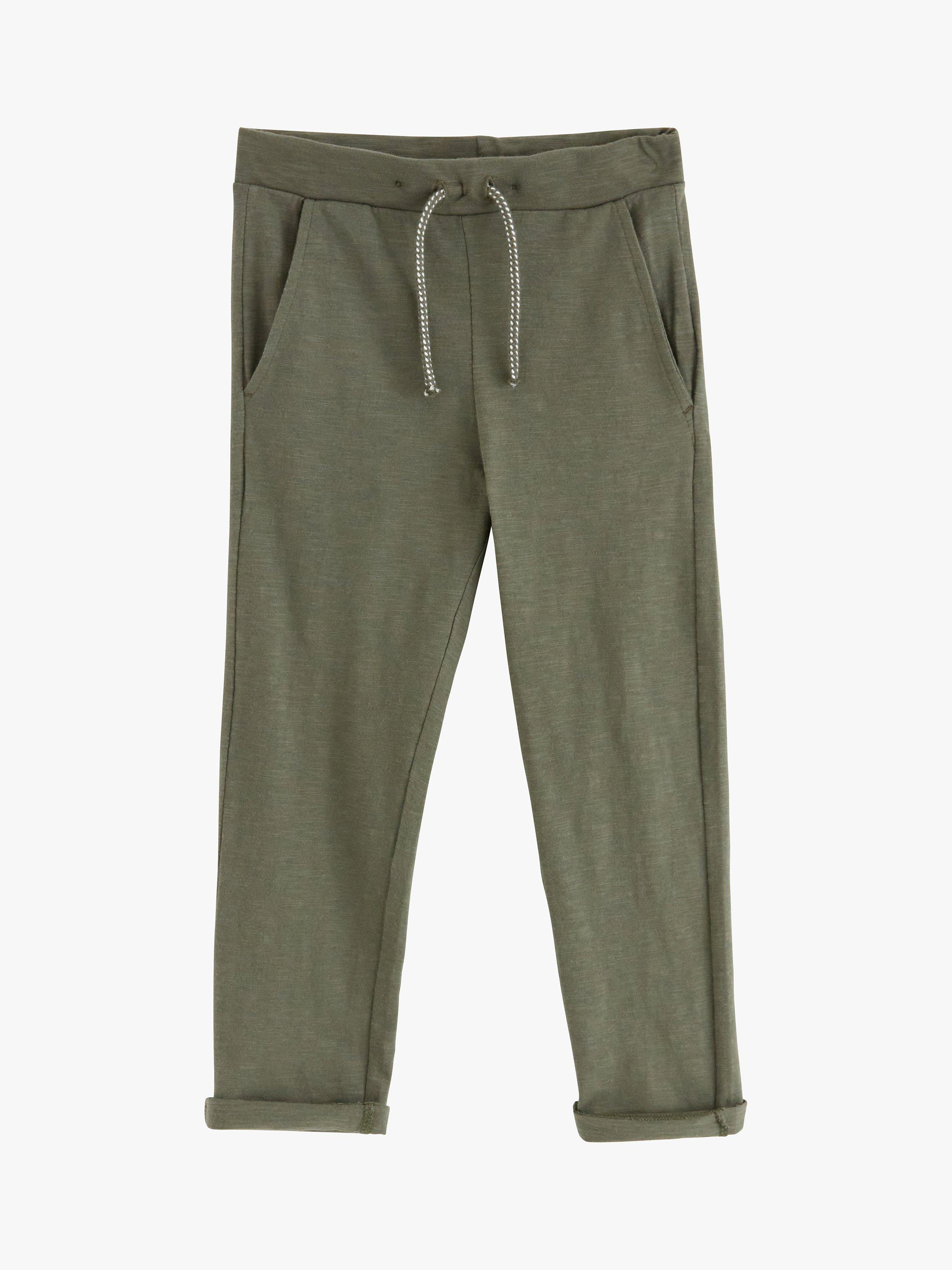 Product image 5 of 5, which shows Lindex Kids' Organic Cotton Drawstring Jogger Trousers, Dark Dusty Khaki, 3-4 years