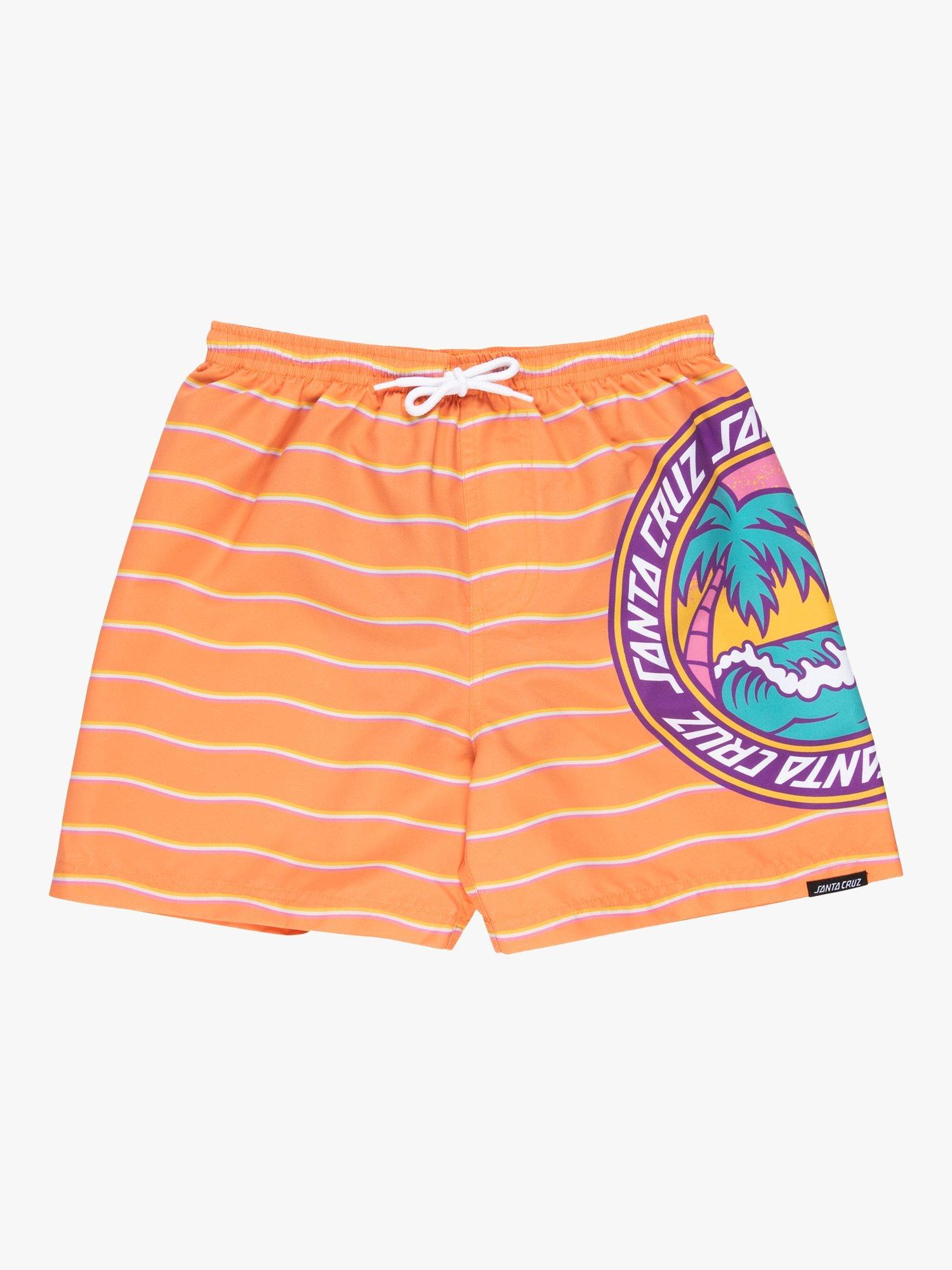 Product image 1 of 3, which shows Santa Cruz Kids' Paradise Stripe Swim Shorts, Apricot, 6-8 years