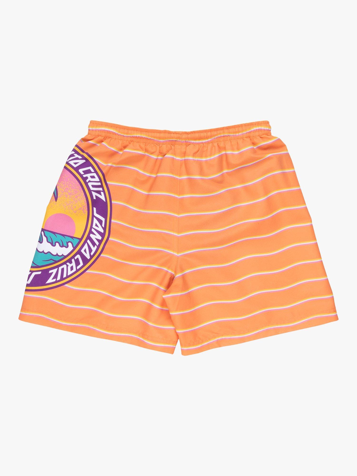 Product image 2 of 3, which shows Santa Cruz Kids' Paradise Stripe Swim Shorts, Apricot, 6-8 years