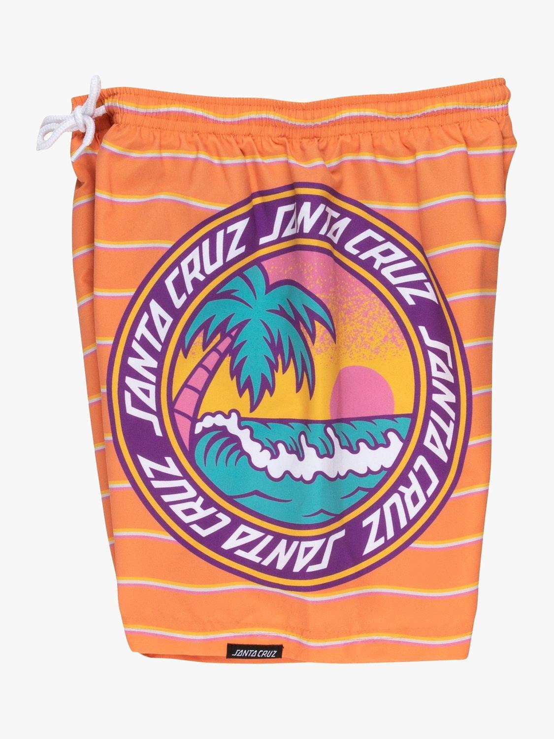 Product image 3 of 3, which shows Santa Cruz Kids' Paradise Stripe Swim Shorts, Apricot, 6-8 years
