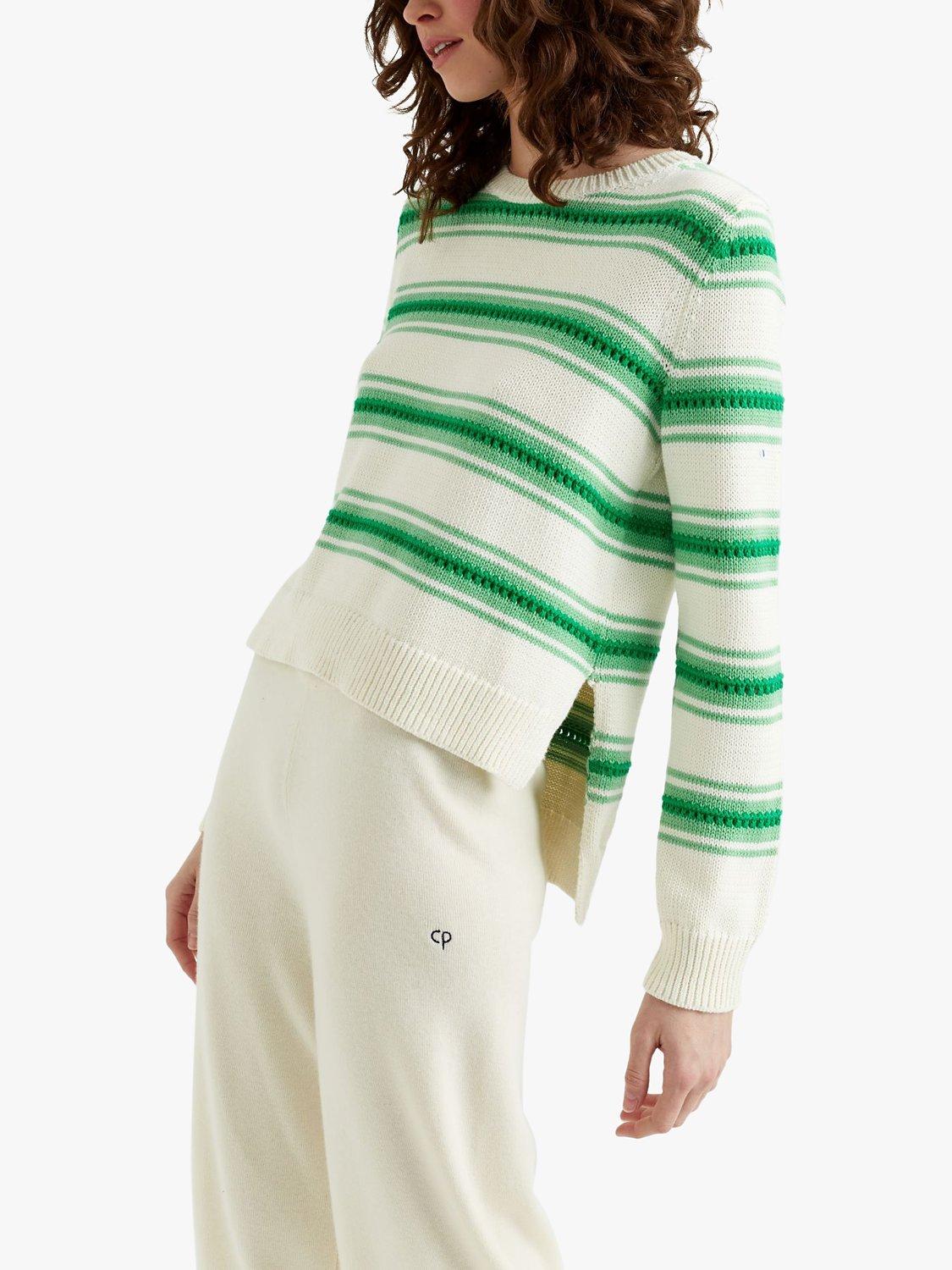 Chinti & Parker Lace Stitch Jumper, Green/Cream