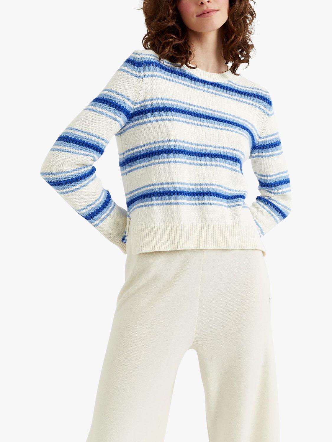 Chinti & Parker Lace Stitch Jumper, Blue/Cream