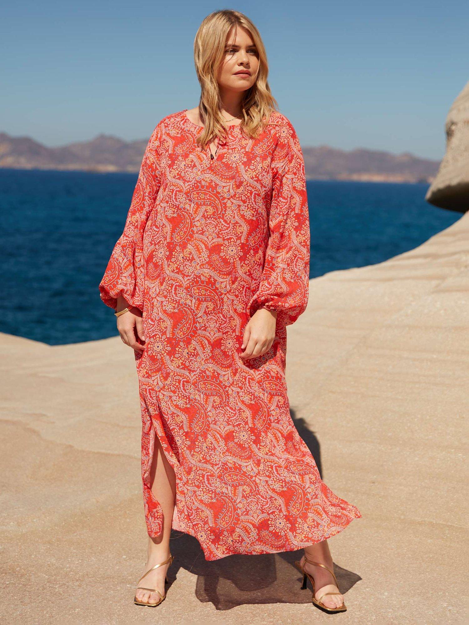 Red paisley maxi dress deals