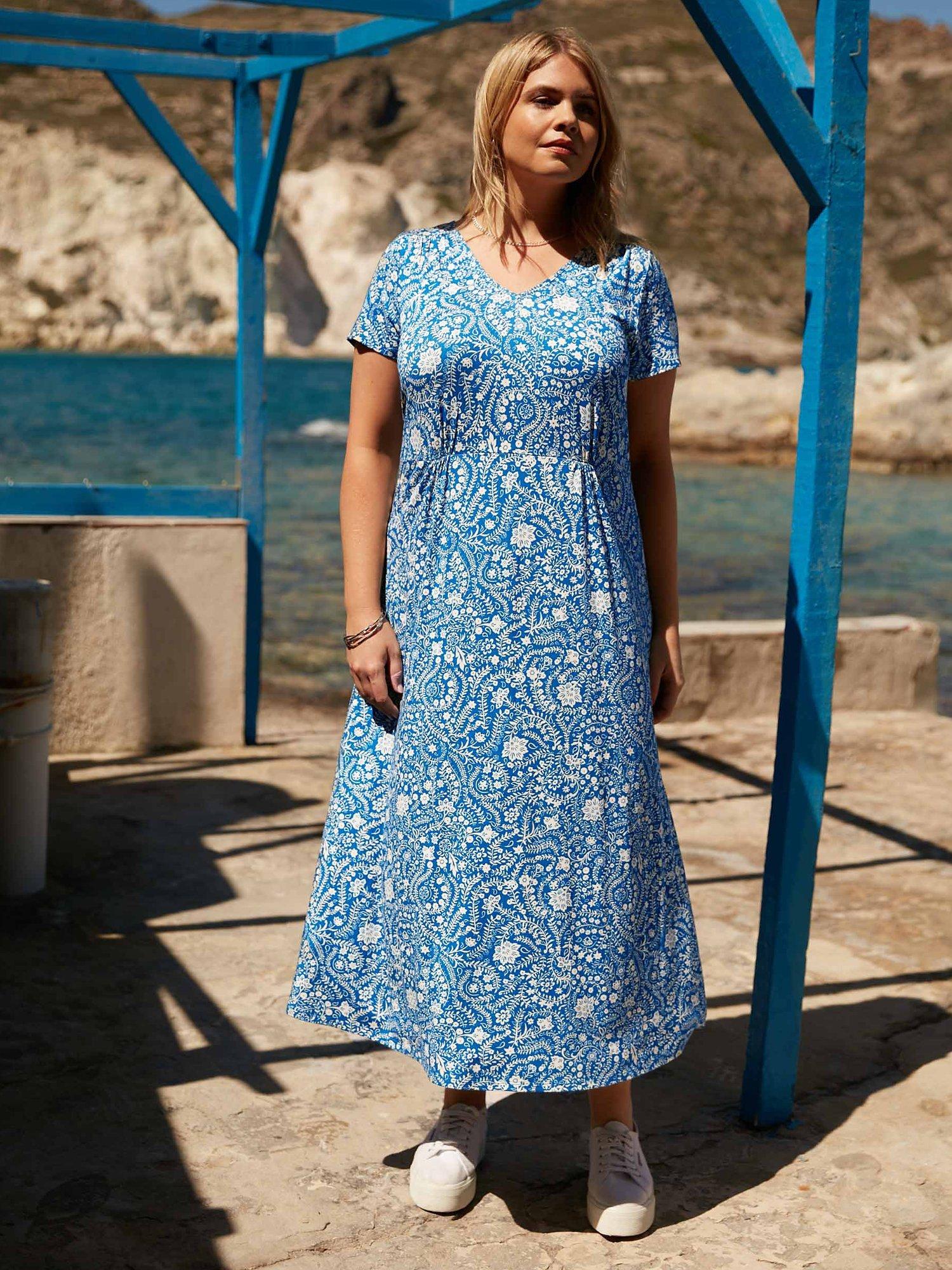 Live Unlimited Petite Paisley Dress, Blue/White