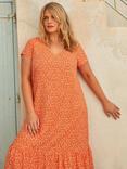 Live Unlimited Ditsy Floral Dress, Orange/Multi