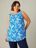 Live Unlimited Paisley Print Vest Top, Blue/White