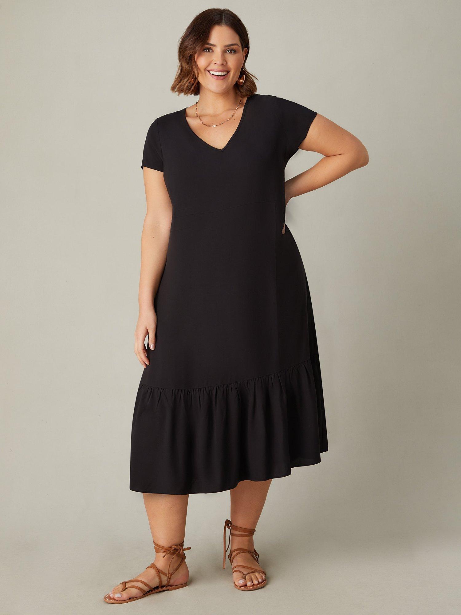 Live Unlimited V-Neck Midi Dress, Black