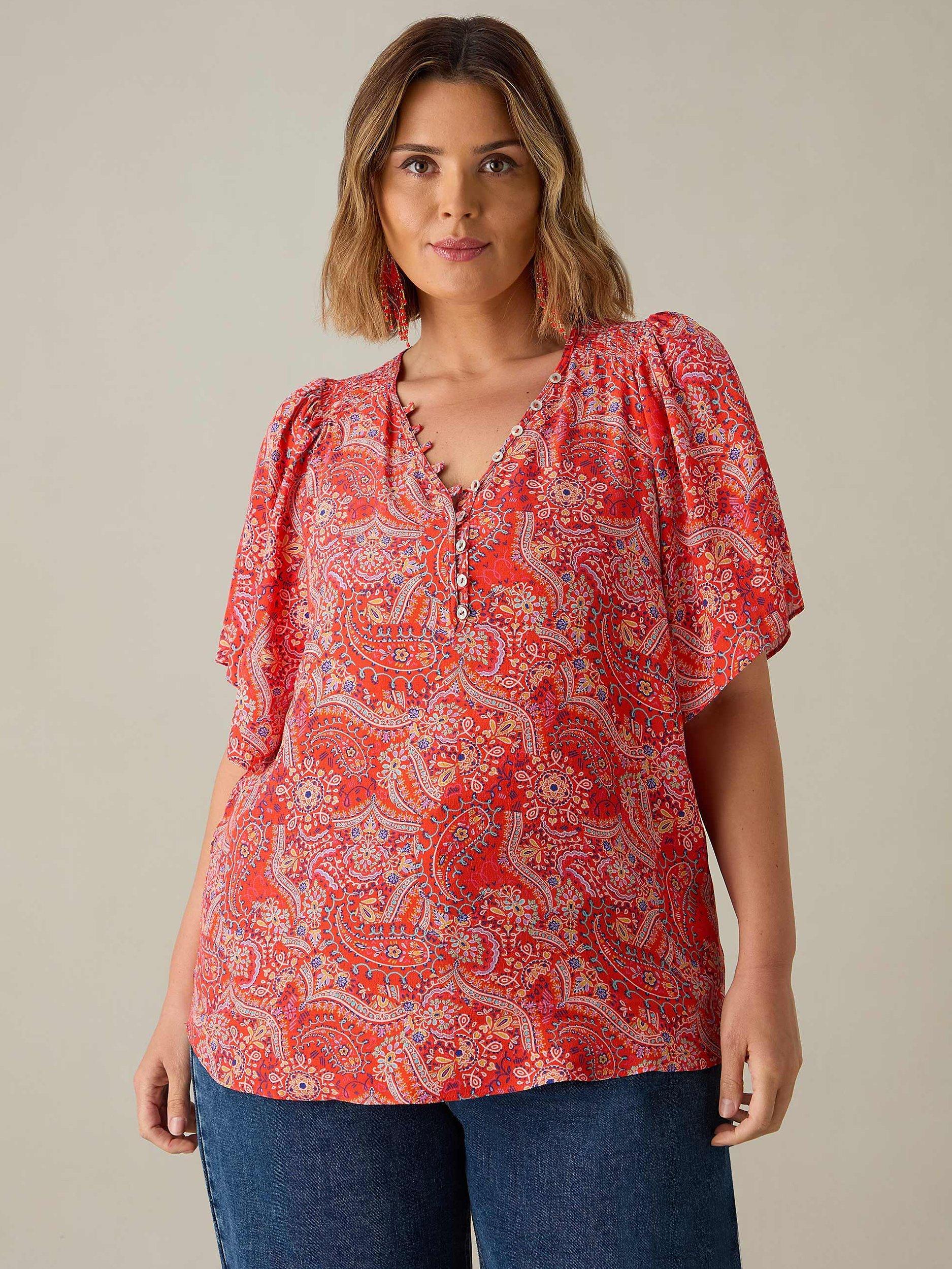 Live Unlimited Paisley Print Top, Red/Multi