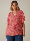 Live Unlimited Paisley Print Top, Red/Multi