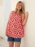 Live Unlimited Floral Print Vest Top, Red/White