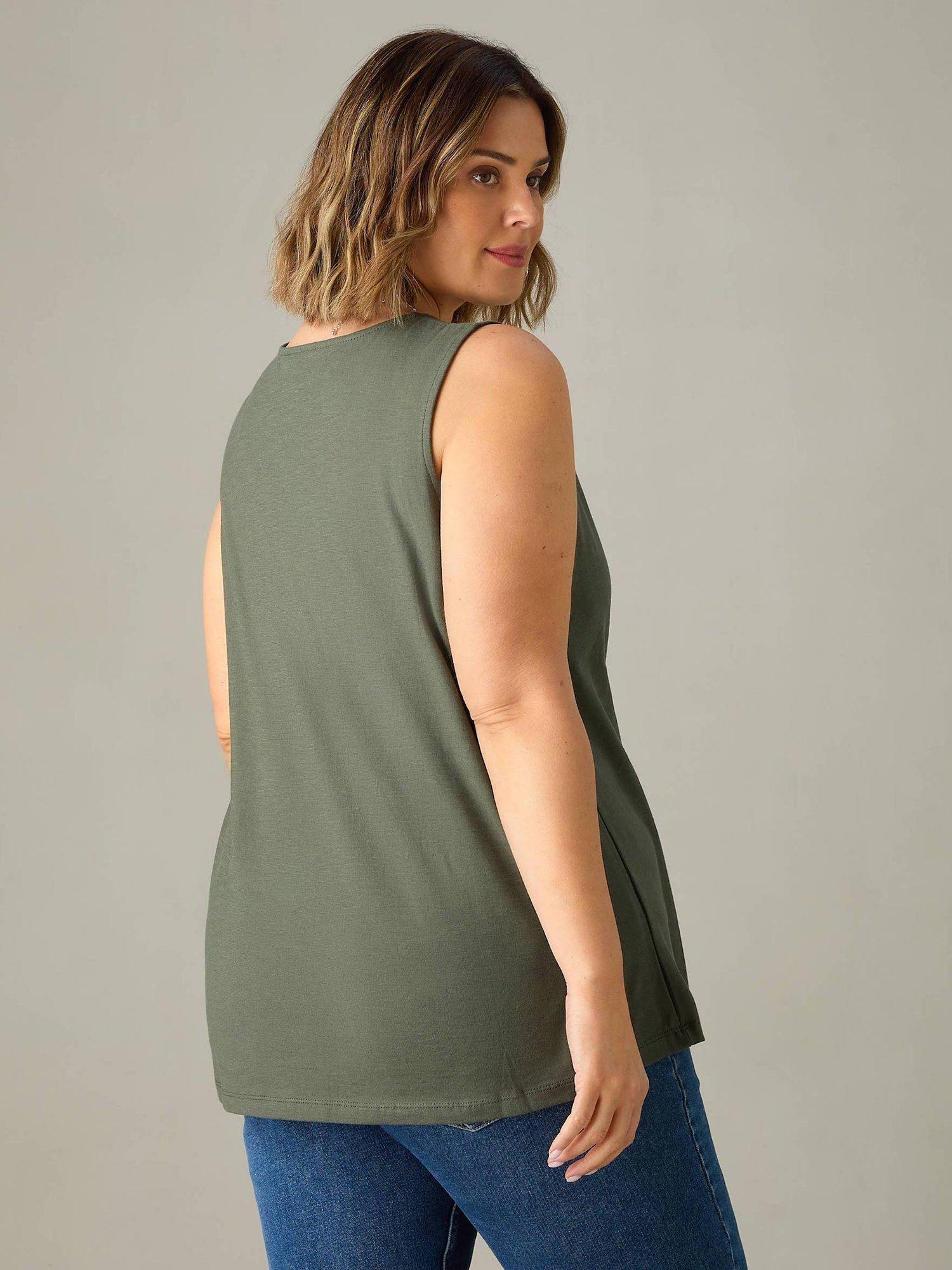 Live Unlimited Curve Cotton Slub V-Neck Vest, Green, 26