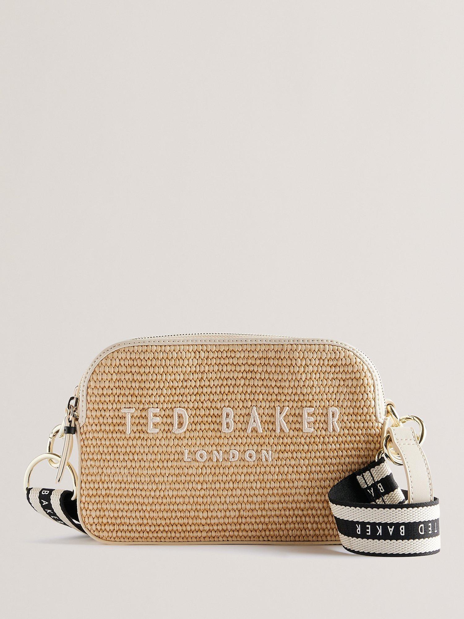 Ted Baker Stelio Branded Webbing Faux Raffia Camera Bag, Natural/Ecru, One Size