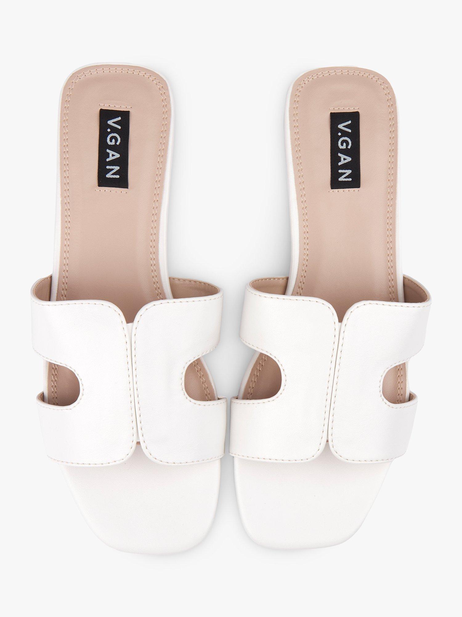 Product image 2 of 4, which shows V.GAN Vegan Bok Sandals, White, 3